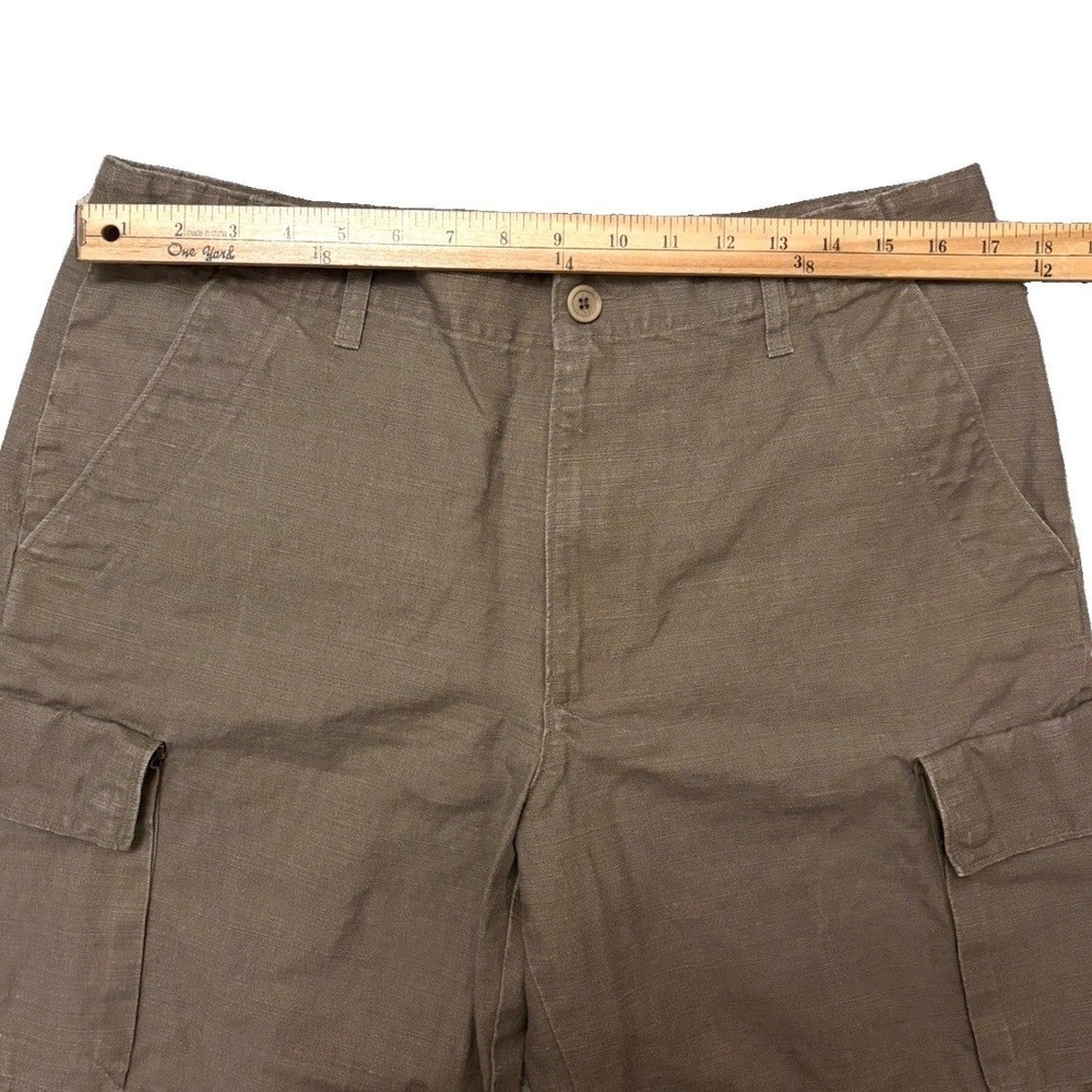 Vtg Y2K Banana Republic Linen Relax Fit Cargo Camp Shorts Men 34 Green Military - Picture 6 of 9